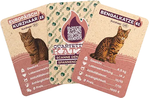 Quartettspiel Katzen: 32 Katzenrassen im Trumpf-Duell